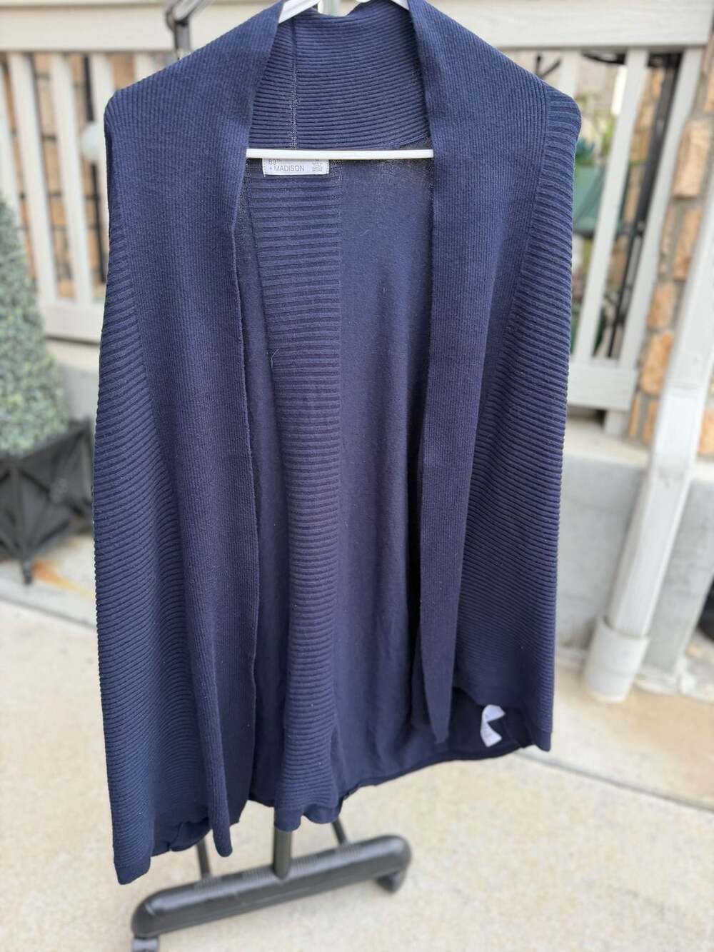 89th + Madison Navy Blue Ribbed Knit Open Front Cardigan Plus Size 3X